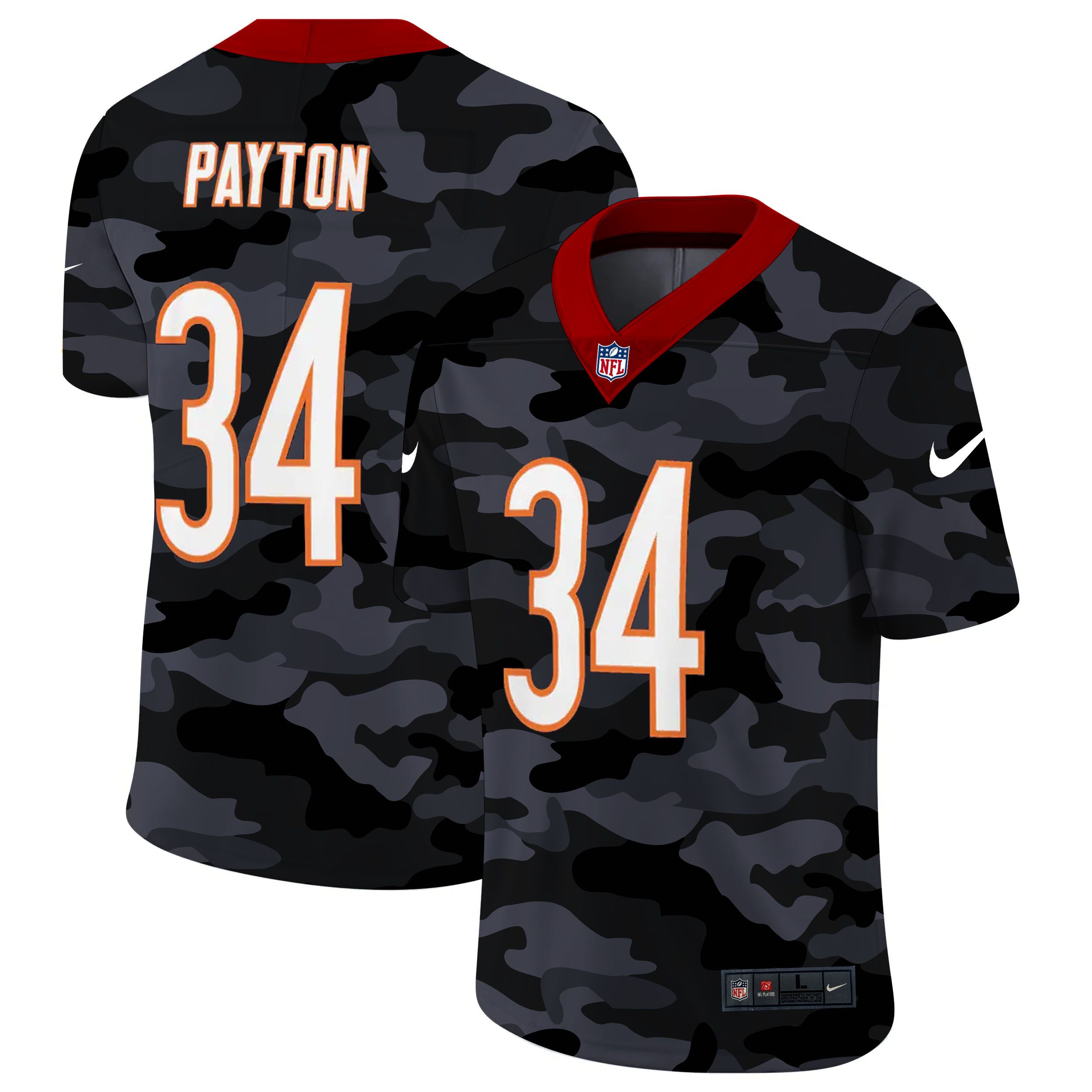 Men Chicago Bears #34 Payton 2020 Nike 2ndCamo Salute to Service Limited NFL Jerseys
